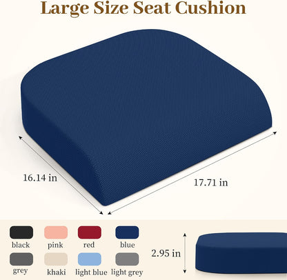 TranquilRelax Memory Foam Seat Cushion for Office Chair, 3-Inch, Black | Medium-firm Support for Long Sitting, Washable Mesh Cover, Non-slip Base, Perfect for Car Seats & Short Drivers
