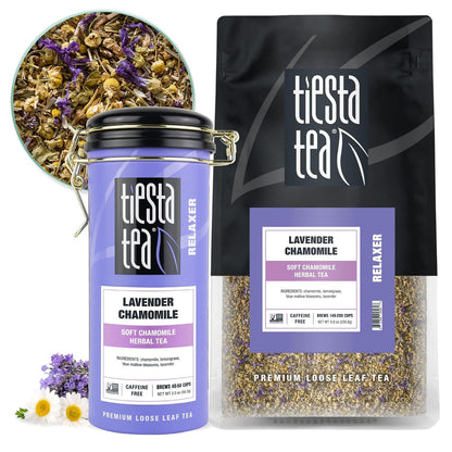 Tiesta Tea - Lavender Chamomile Herbal Tea, Loose Leaf, Calming Blend with Chamomile, Lavender, and Lemongrass, Caffeine-Free Herbal, Great for Hot or Iced, Resealable Pouch, 25 Cups, 0.9 Ounce