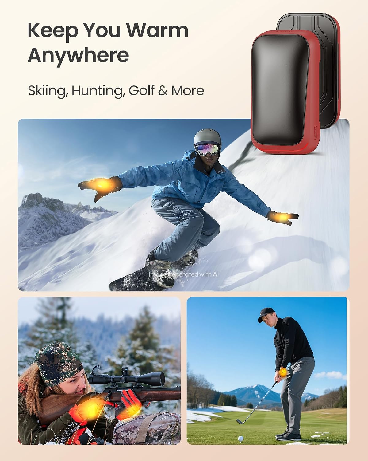 Gaiatop Electric Hand Warmers Rechargeable, Magnetic Pocket Hand Warmer | 2-Pack, 3 Heat Levels, Fits in Gloves, Winter Sports Hunting Essentials, Secret Santa Stocking Stuffers Gifts for Men Women