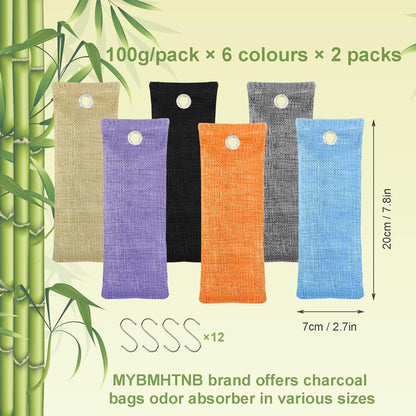 Charcoal Bags Odor Absorber (3x200g) Activated Bamboo Charcoal Air Purifying Bags Charcoal Odor Eliminating Bags for Home & Car Shoes, Closet, Pet -3 PACK