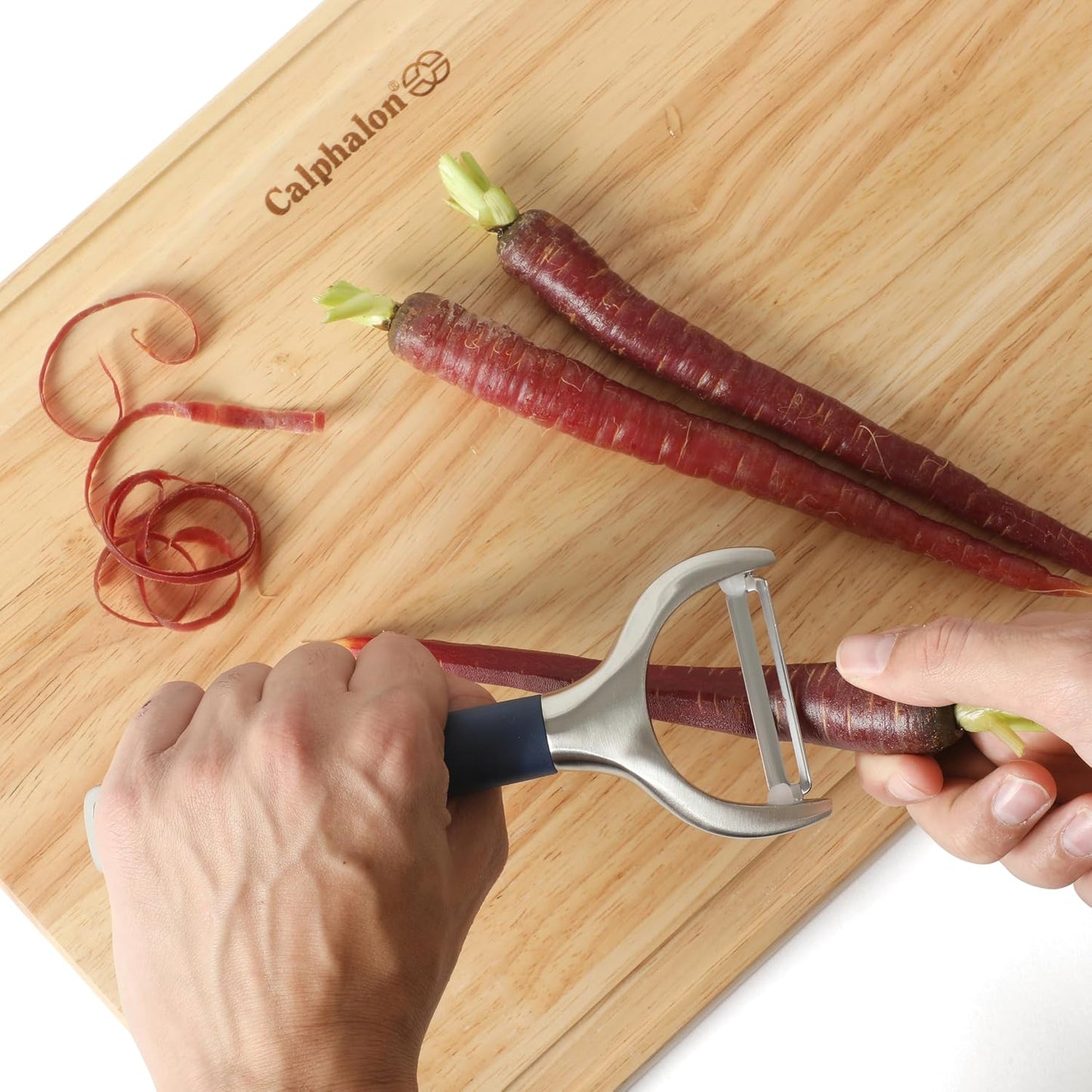 Calphalon Edge Stainless Steel Y Vegetable Peeler w/Thermoplastic Rubber Handle - Navy Blue
