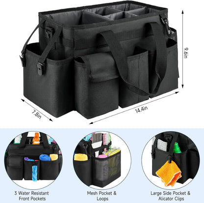 Cleaning Caddy Bag,Large Cleaning Supplies Organizer with Handle for Housekeepers,Purple