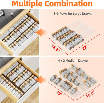 MUDEELA Clear Spice Drawer Organizer, 4 Tier- 2 Set (8 Packs) Spice Rack for Drawer, Expandable From 11" to 22" Kitchen Seasoning Organizers and Storage for Drawer (Jars not included)
