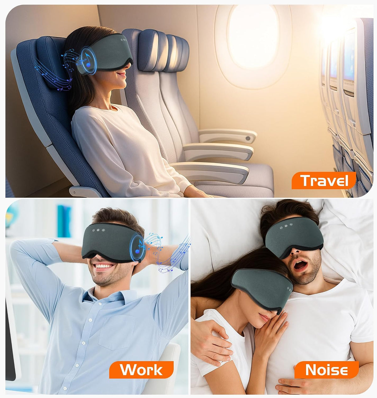 Bluetooth Sleep Mask with 2 Removable 3D Contoured Cup, Bamboo Cotton Bluetooth Sleep Headphones for Side Sleepers with Timming Setting, Blackout Eye Mask for Travel Meditation Men Women