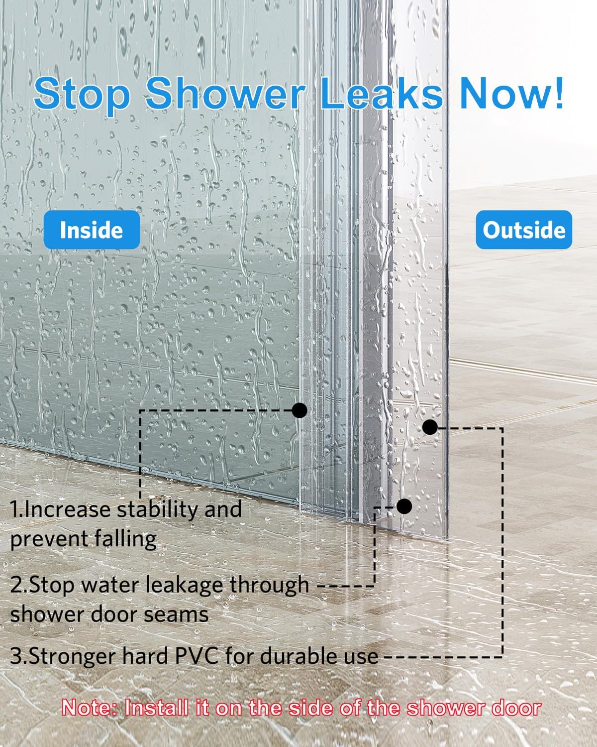 Delamu 3-Pack Shower Door Bottom Seal, 3/8''× 39'' Shower Door Sweep Strip | Shower Seal Strip for 3/8'' (10mm) Doors, Frameless Glass Shower Door Seal Strip Stop Shower Leaks and Create a Water Barrier