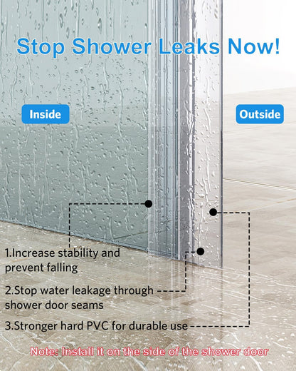 Delamu 3-Pack Shower Door Bottom Seal, 3/8''× 39'' Shower Door Sweep Strip | Shower Seal Strip for 3/8'' (10mm) Doors, Frameless Glass Shower Door Seal Strip Stop Shower Leaks and Create a Water Barrier