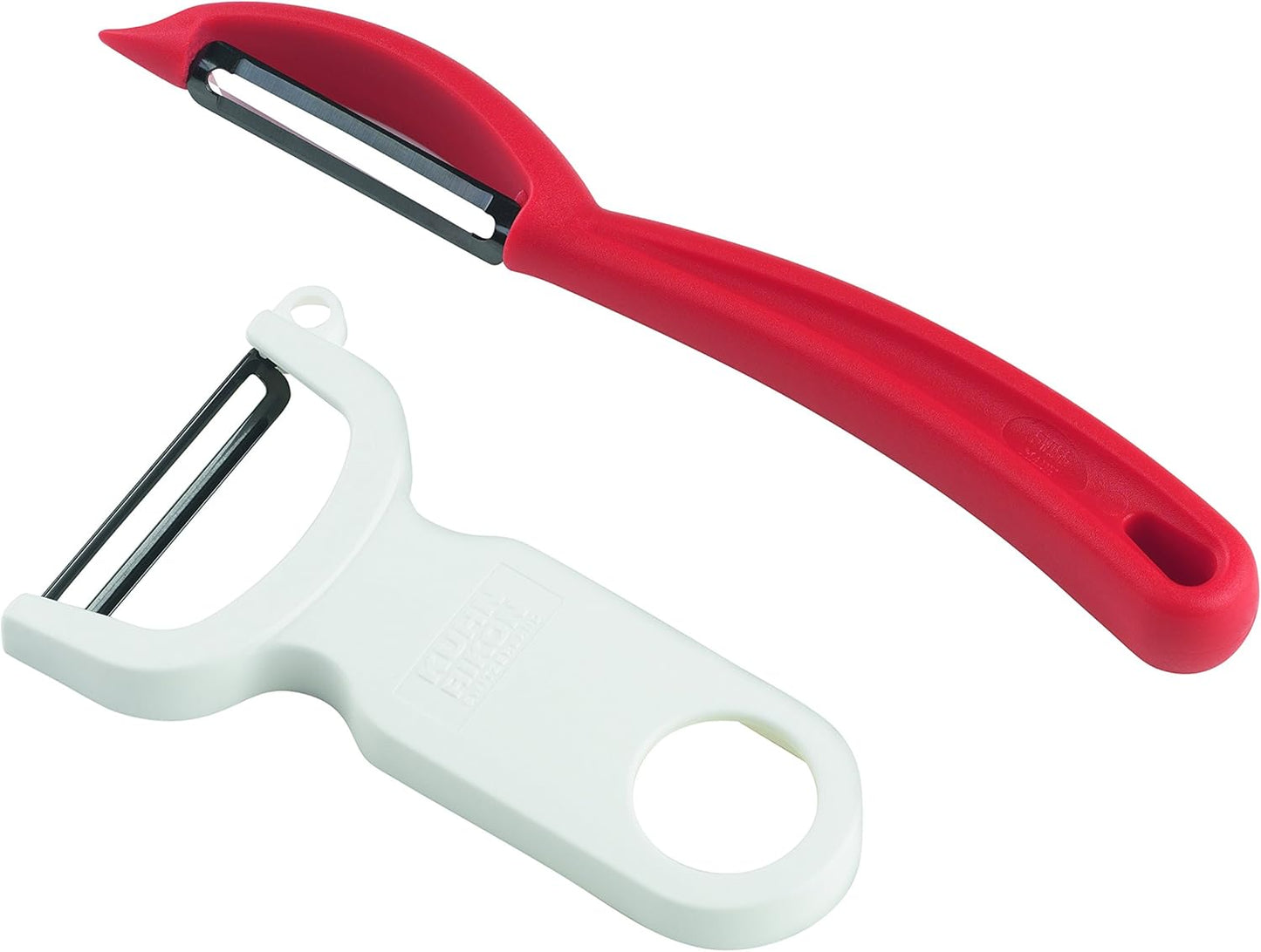 Kuhn Rikon Vegetable Peeler Set, Swiss Carbon Steel Peelers for Potatoes and Fruits, Ergonomic Kitchen Peeler Set, Ultra Sharp, 2 Piece