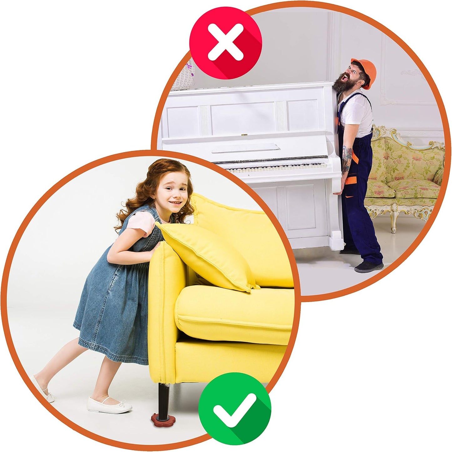 Heavy Duty Furniture Lifter with 4 Sliders for Easy and Safe Moving, Appliance Roller Suitable for Sofas, Couches and Refrigerators, Adjustable Height
