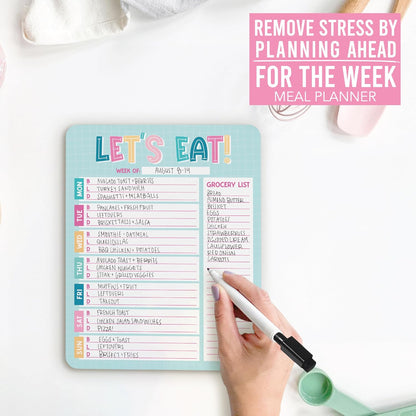 Hadley Designs Weekly Meal Planner for Fridge - Dinner Menu Board for Kitchen, Colorful Weekly Menu Board Dry Erase, Dry Erase Meal Planner for Fridge