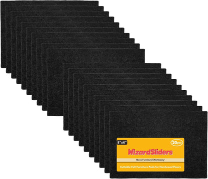 Felt Furniture Pads Self-Adhesive for Hardwood Floors, 8pcs 8" x 6" x 1/5" Cuttable Furniture Pads Square Furniture Movers, Floor Protector Cut into Any Shape, Beige