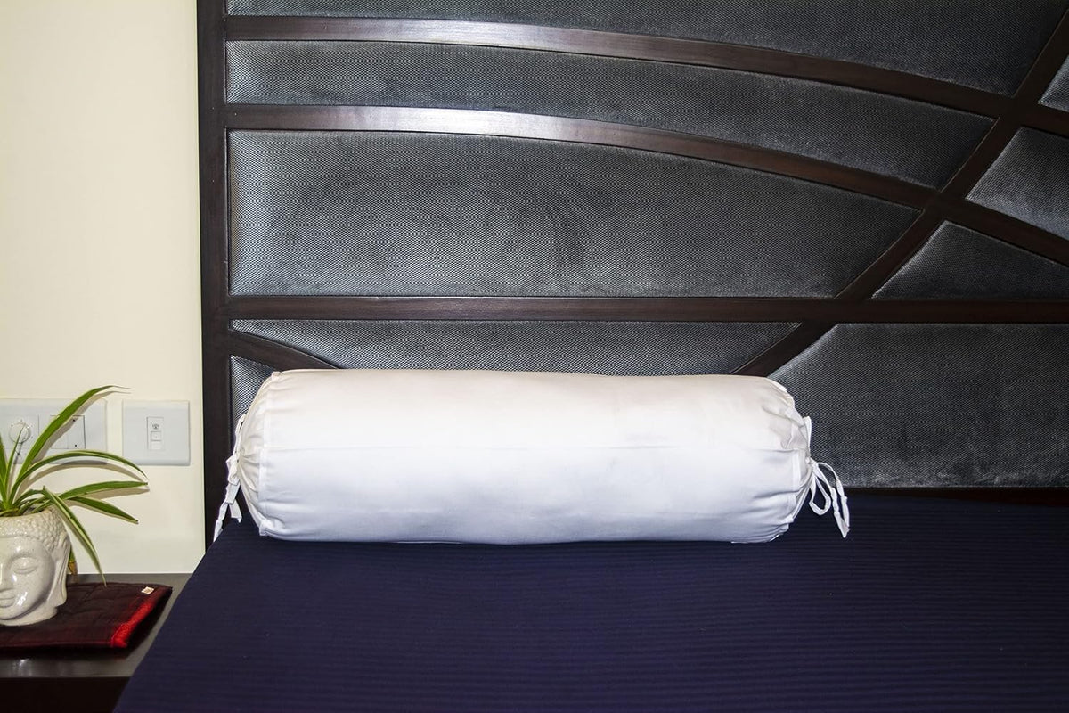 Saffron HANDICRAFTS Cotton 240TC - Bolster Cover Full Round Removable Cover for Neck Roll, Leg Rest,Yoga Practice, Meditation, Bed Sofa Couch (Teal Blue, 8"x24"(20 cm x 60 cm))