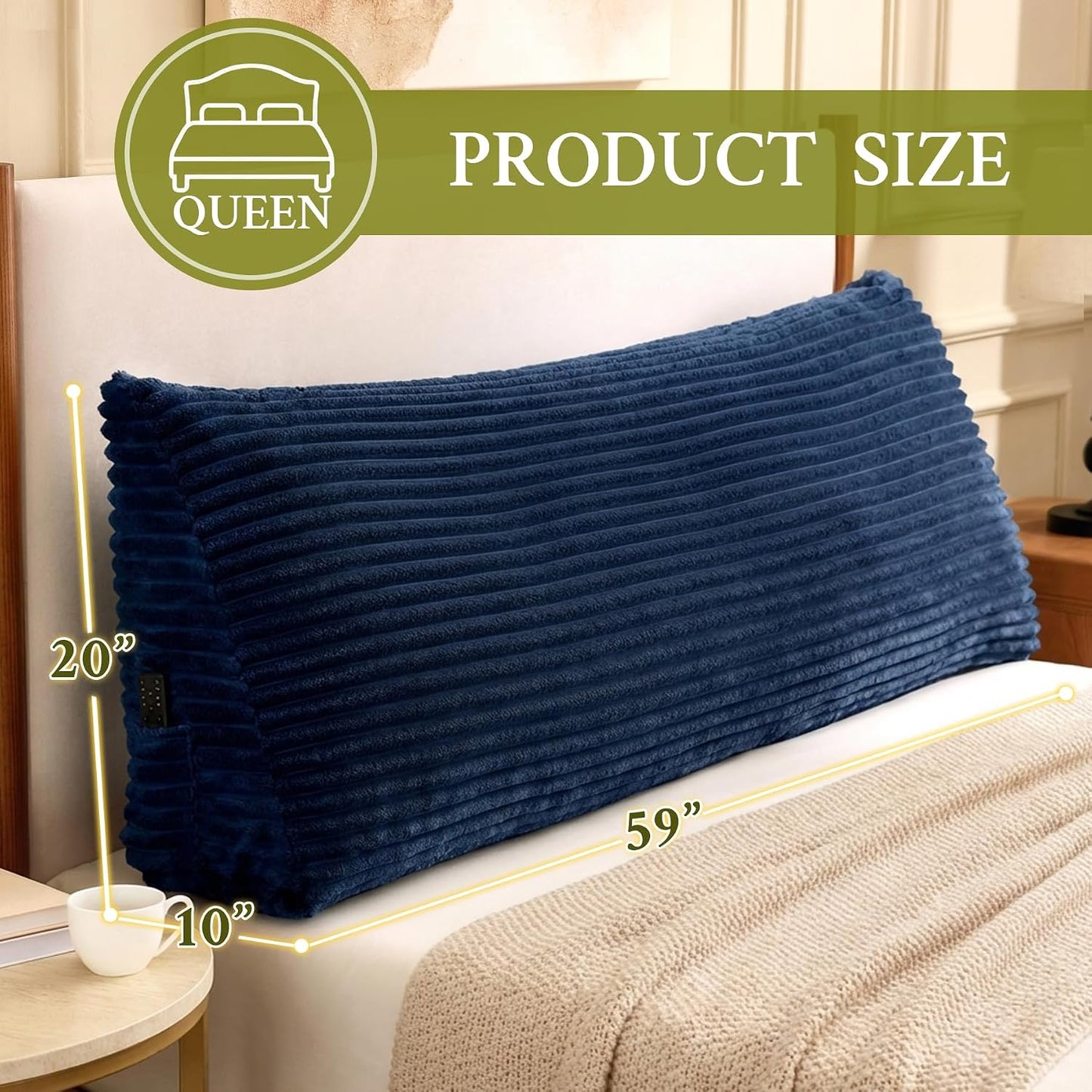 Headboard Pillow Queen, Headboard Wedge Pillow, Back Rest Pillows for Sitting, Reading, Working, Triangle Pillow with Removable Cover, Daybed Pillows for Bed Dorm Sofa, Dark Grey