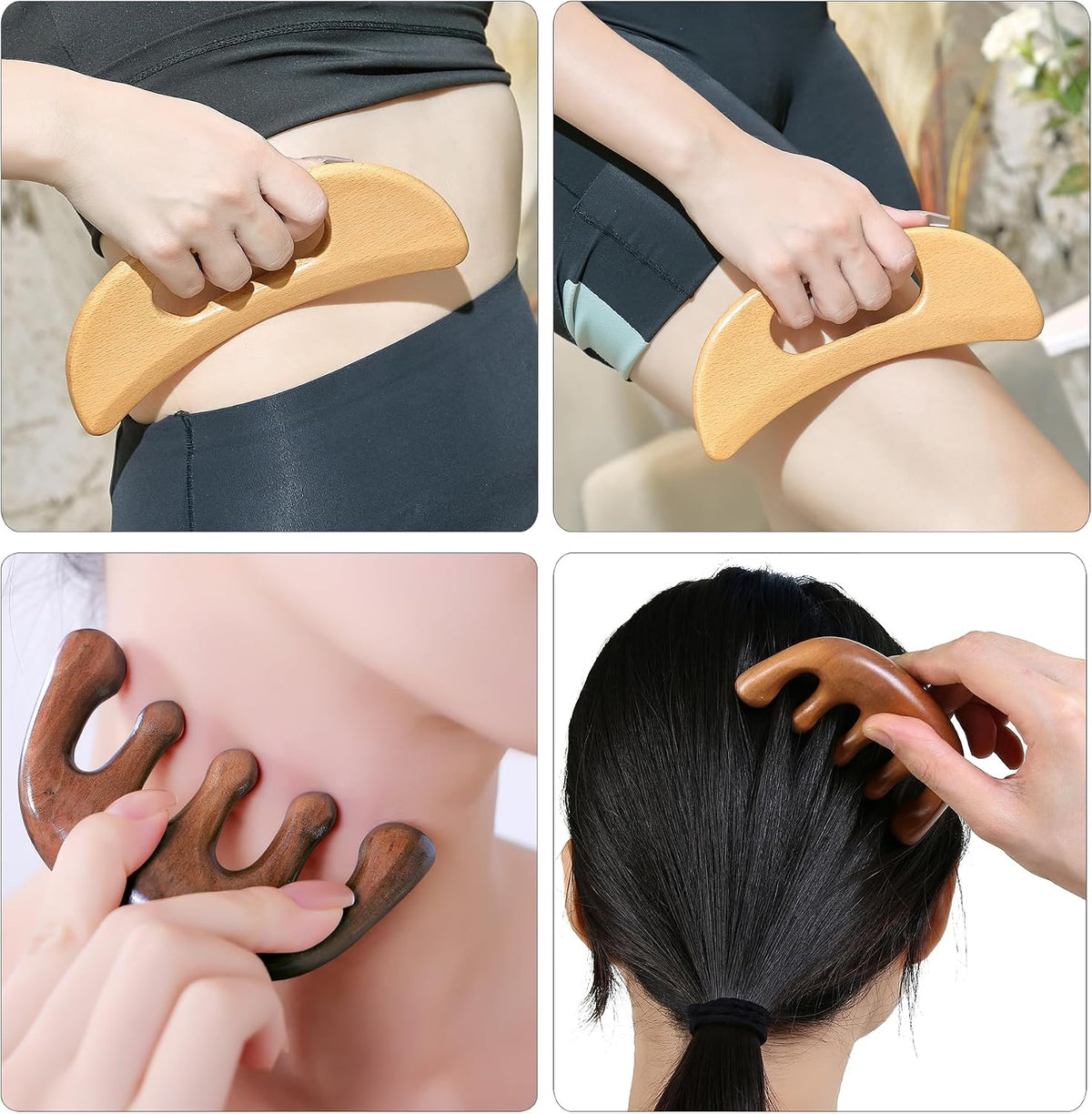 Xokocli 7-in-1 Wood Therapy Massage Tools Lymphatic Drainage Massager for Muscle Pain Relief | Maderoterapia Kit Body Sculpting Tools for Anti-Cellulite, Body Shaping