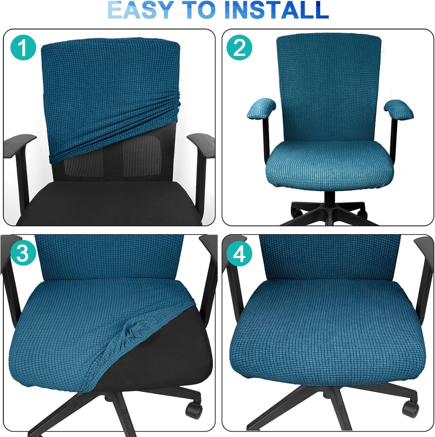 Tallew 4 Pcs Office Chair Covers Set Computer Universal Protective Stretchable Chair Seat Covers Desk Armrest Slipcovers Pads Office Cushion Backrest for Rotating (XL,Silver Gray)