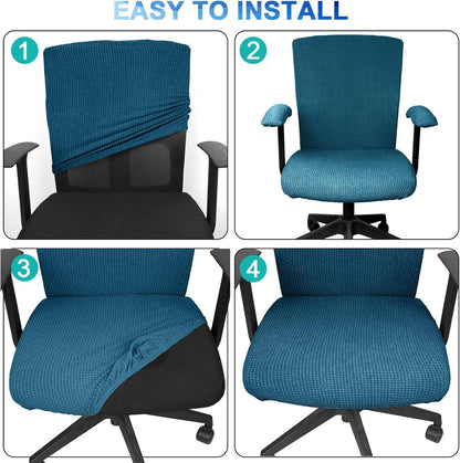 Tallew 4 Pcs Office Chair Covers Set Computer Universal Protective Stretchable Chair Seat Covers Desk Armrest Slipcovers Pads Office Cushion Backrest for Rotating (XL,Silver Gray)