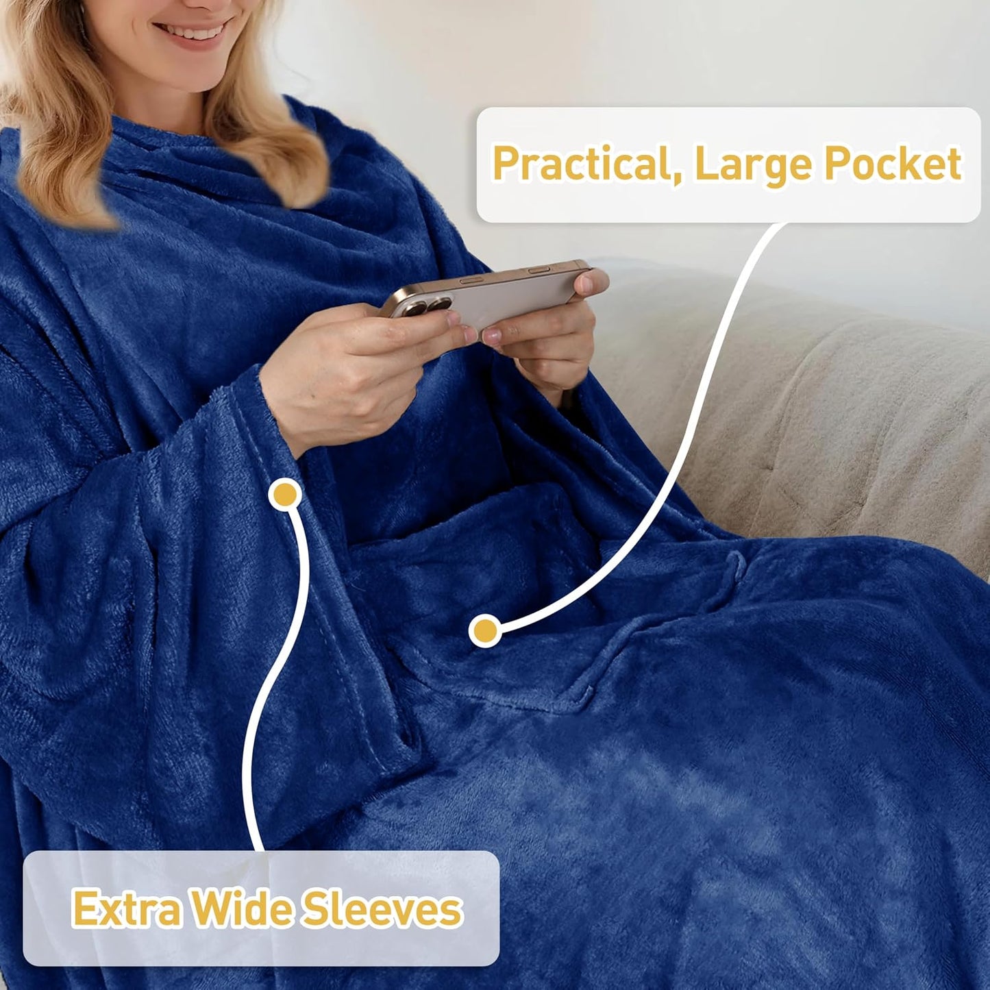 Catalonia Wearable Blanket with Sleeves for Women & Men, Fleece Wrap Throw | Cozy Sleeve Design for Hands-Free Comfort, Perfect for Reading, TV Time & Relaxing, Christmas & Birthday Gift