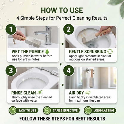 Pumice Stone 2-Pack Handle, Non-Scratch Toilet & Foot Cleaner | 2-in-1 Pumice Stone: Erases rust, hard water rings & calluses. Non-scratch handle, shapes to fit tight spots.