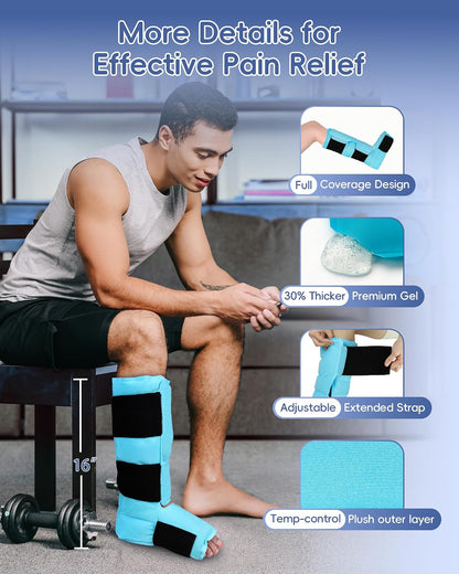 Comfytemp Ankle Foot Ice Pack Wrap for Plantar Fasciitis Relief, FSA Eligible HSA, Ankles Brace for Sprain Pain, Heel Spur, Swelling, Achilles Tendonitis, Hot Cold Gel Ice Pack for Injuries Reusable