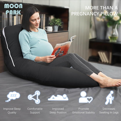 MOON PARK Pregnancy Pillows for Sleeping - 57 Inch U Shaped Full Body Maternity Pillow with Removable Cover - Support for Back, Legs, Belly, Hips - Pregnancy Pillow for Women - Grey