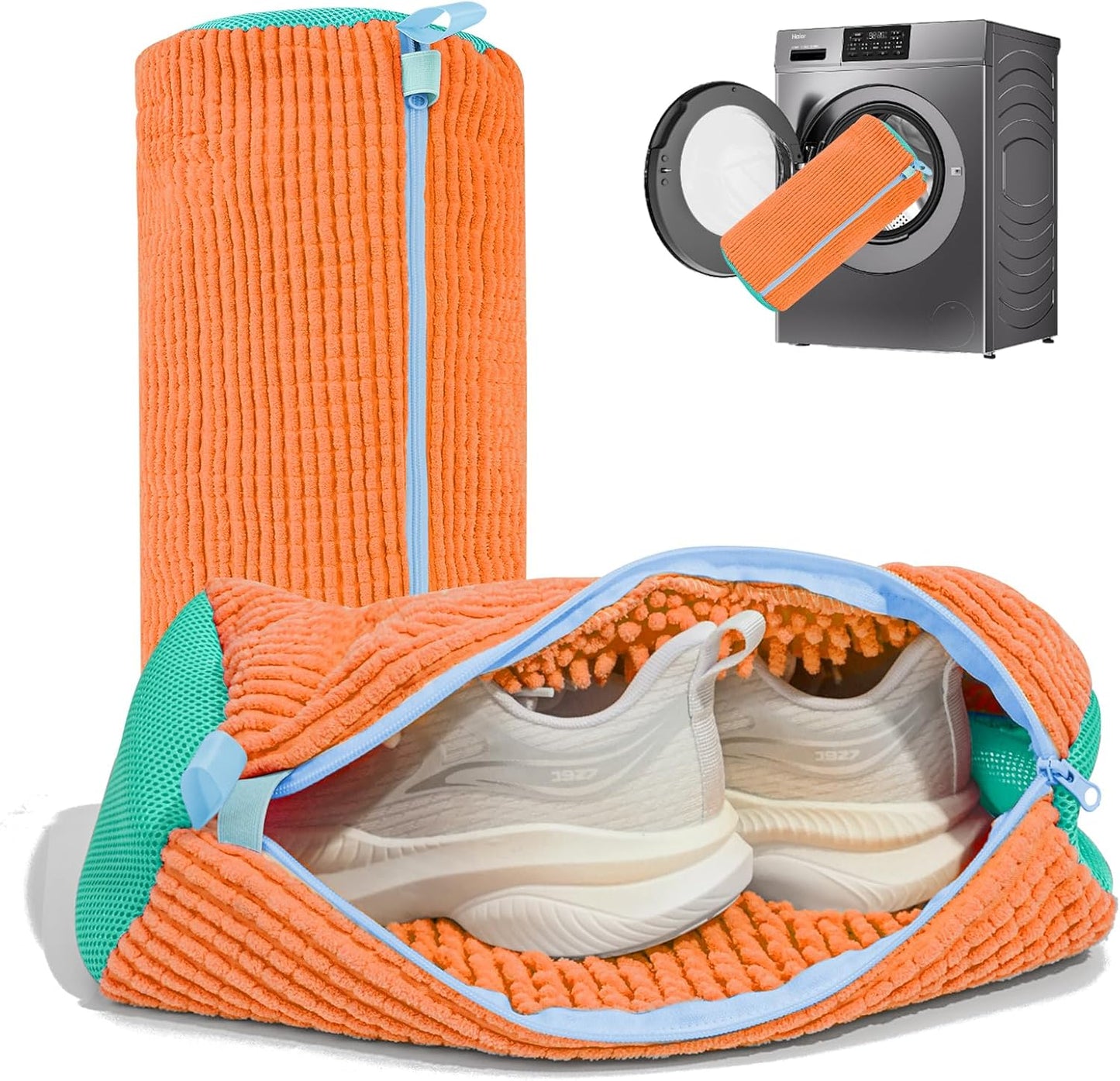 Shoe Washing Machine Bag: Laundry Shoe Bag for Washer and Dryer - 2pc Reusable Shoe Cleaning Bag for Sneaker Tennis Shoes Unstain Cleaner Kit (Yellow 2pcs)