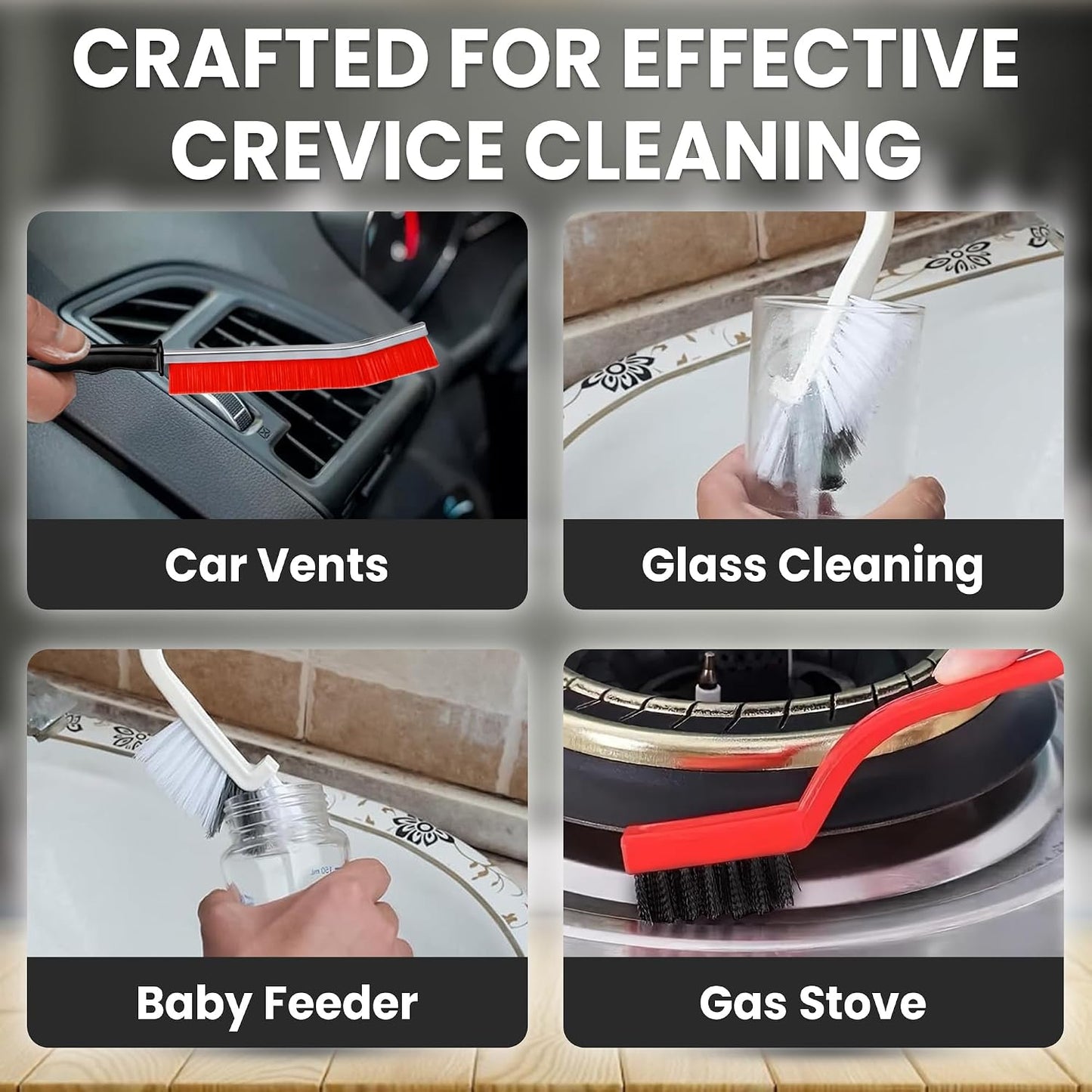 8 Pcs Crevice Cleaning Brush Set – Hard Bristle Cleaning Tools for Grout, Gaps & Narrow Spaces – Multi-Purpose Grout Brush, for Cleaning Bathroom, Shower, Window Tracks, Kitchen | Multi-Purpose Grout Brush for Bathroom, Shower, Window Tracks & Kitchen