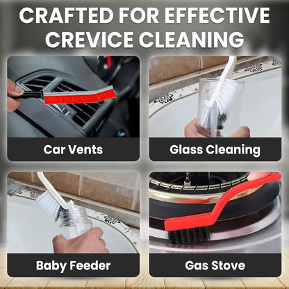8 Pcs Crevice Cleaning Brush Set – Hard Bristle Cleaning Tools for Grout, Gaps & Narrow Spaces – Multi-Purpose Grout Brush, for Cleaning Bathroom, Shower, Window Tracks, Kitchen | Multi-Purpose Grout Brush for Bathroom, Shower, Window Tracks & Kitchen