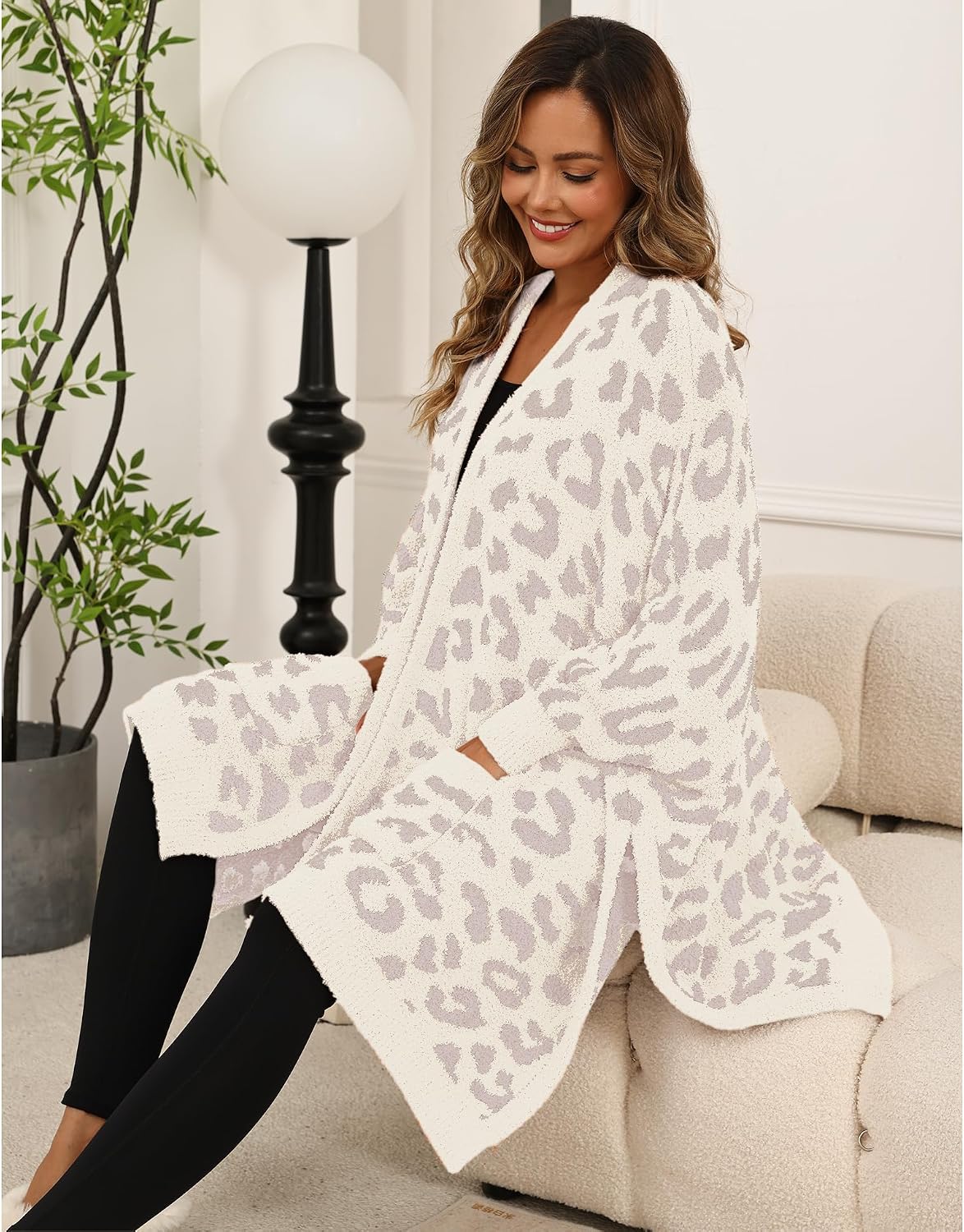 Wearable Blanket Sherpa Poncho Unique Office Work Warm Cozy Shawl TV Throw Blankets, Plush Cape Wrap for Adults