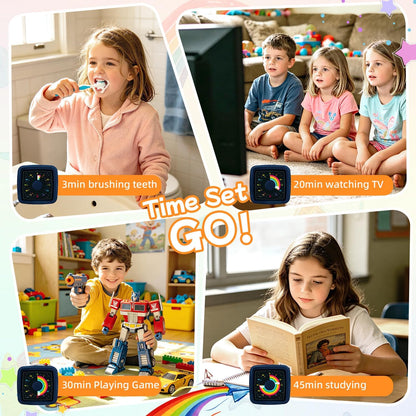 Visual Timer for Kids 60 Minute Countdown Clock – Silent Cube Timer with Rainbow Cloud Design, Plastic Kids Visual Timer, Toddler Timers for Classroom Home Kitchen Study Tools, Green