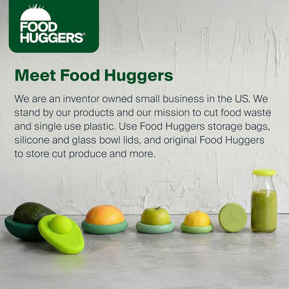 Food Huggers 7pc Gift Set Silicone Food & Avocado Savers Set | Reusable BPA Free Produce Storage | Airtight Seal for Onion, Tomato, Avocado, Lemon, Cans & More | Dishwasher Safe, Sage Green