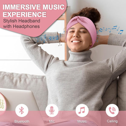 2-Pack Bluetooth Headband for Women, Wirless Headband with HD Stereo Speakers, Fashion Headband Headphones for Workout, Running, Yoga, Travel, Casual Wear, Meditation