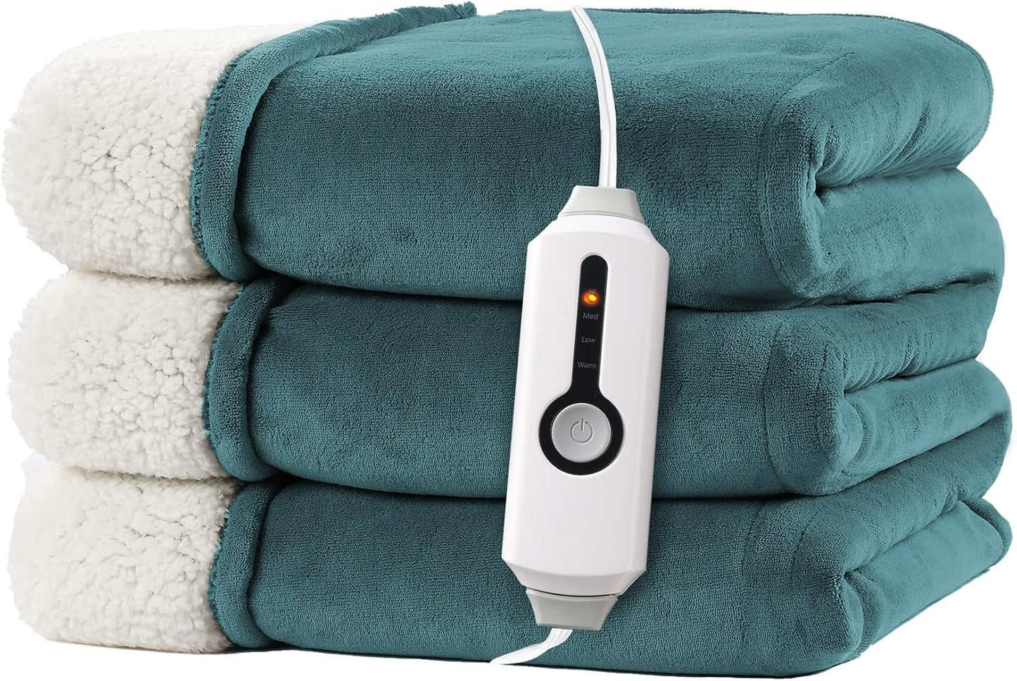 Electric Heated Blanket Full Size 72"x84" – Light Gray | ETL for Safe Overnight, 4 Heat Settings & 10H Auto Off, Dual-Sided Microplush Sherpa for Home Night, Machine washable