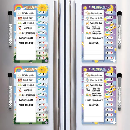 Chore Chart for Kids: Dry Erase to Do List, Morning/Bedtime Routine Chart, Magnetic Checklist, Toddler Visual Schedule, Daily Behavior Chart for Fridge