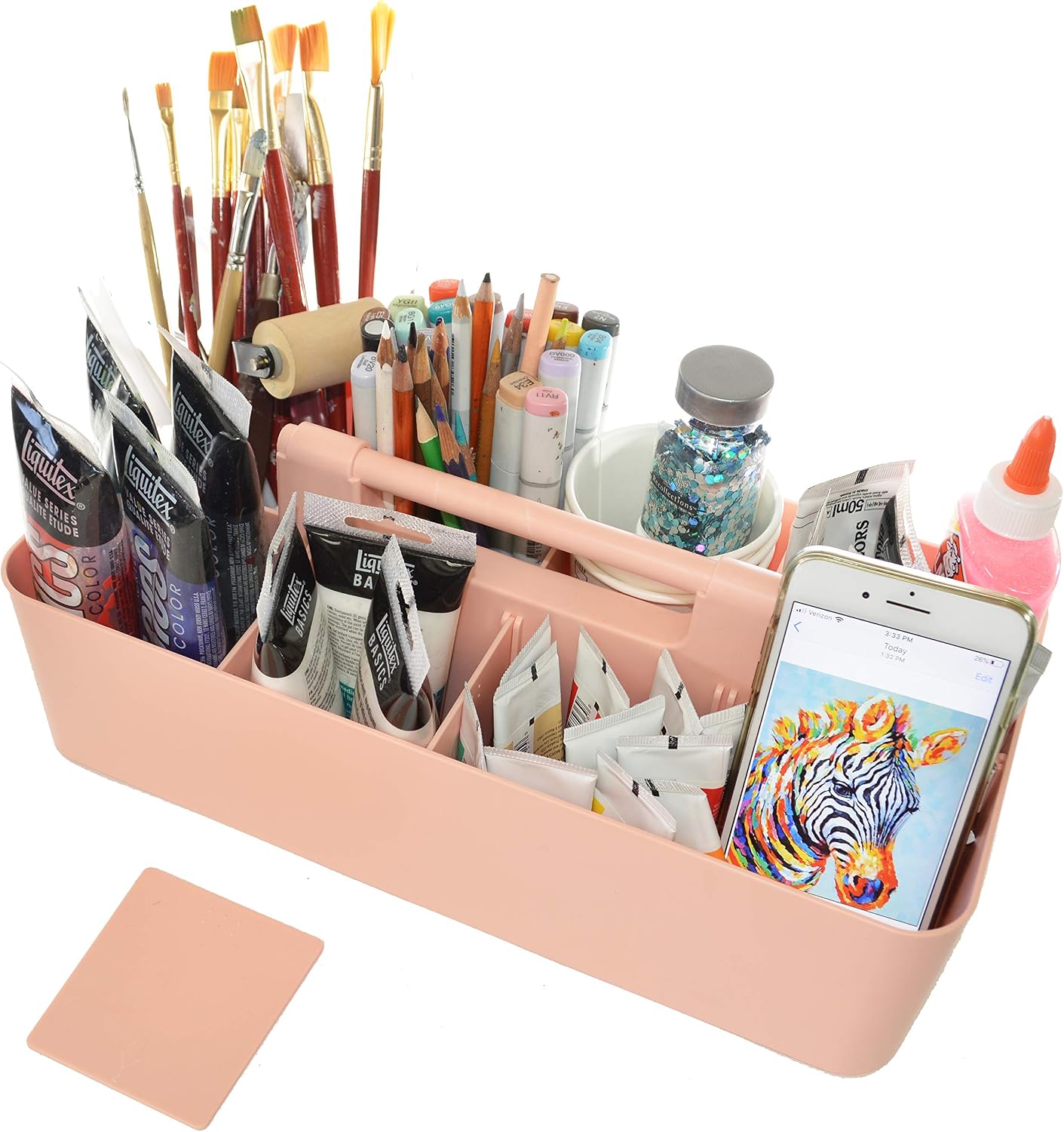 Portable Caddy American Made, DIY Dividers, 8 Compartments, Supply Organizer, Portable Tote Basket with Handle Storage Organizer Bathroom, Office, Crafts, or School Supplies
