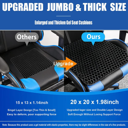 Gel Seat Cushion for Long Sitting Pressure Relief(Super Large&Thick) -Wheelchair Cushion for Pressure Sores - Coccyx,Sciatica & Tailbone Pain Relief Cushion- Non-Slip Butt Pillow for Office, Home, Car