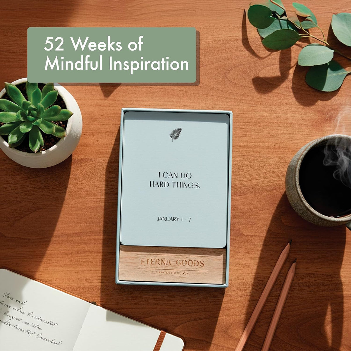 Positive Affirmation Cards Weekly Calendar | 52 Aesthetic Encouragement Mindfulness Desk Cards for Every Week of the Year, Daily Self Mantras For Mental Wellness, Great Motivational Gift For Women & Men