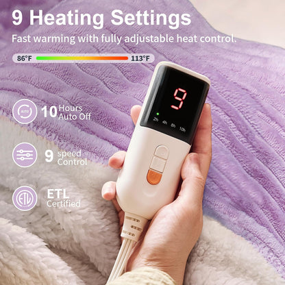 Texciting Heated Blanket 50X60,Soft Electric Blanket,ETL Certified,Grey | Heating Levels,Auto-Off Function,Heated Throw Blanket for Bed,Machine Washable,Gifts for Woman