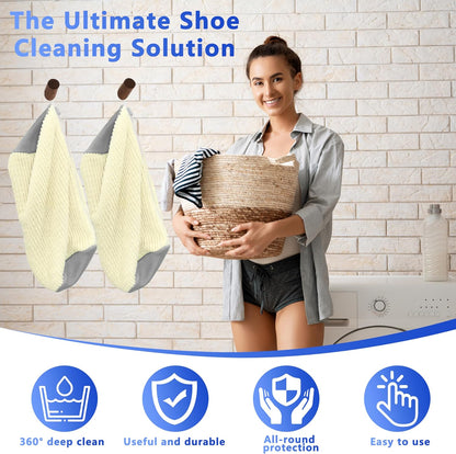 Reusable Shoe Washing Bag, 2-Pack Chenille Laundry Bag for Washer & Dryer. | Soft chenille fibers help deep clean sneakers while the hidden zipper keeps shoes secure and helps protect your washer.