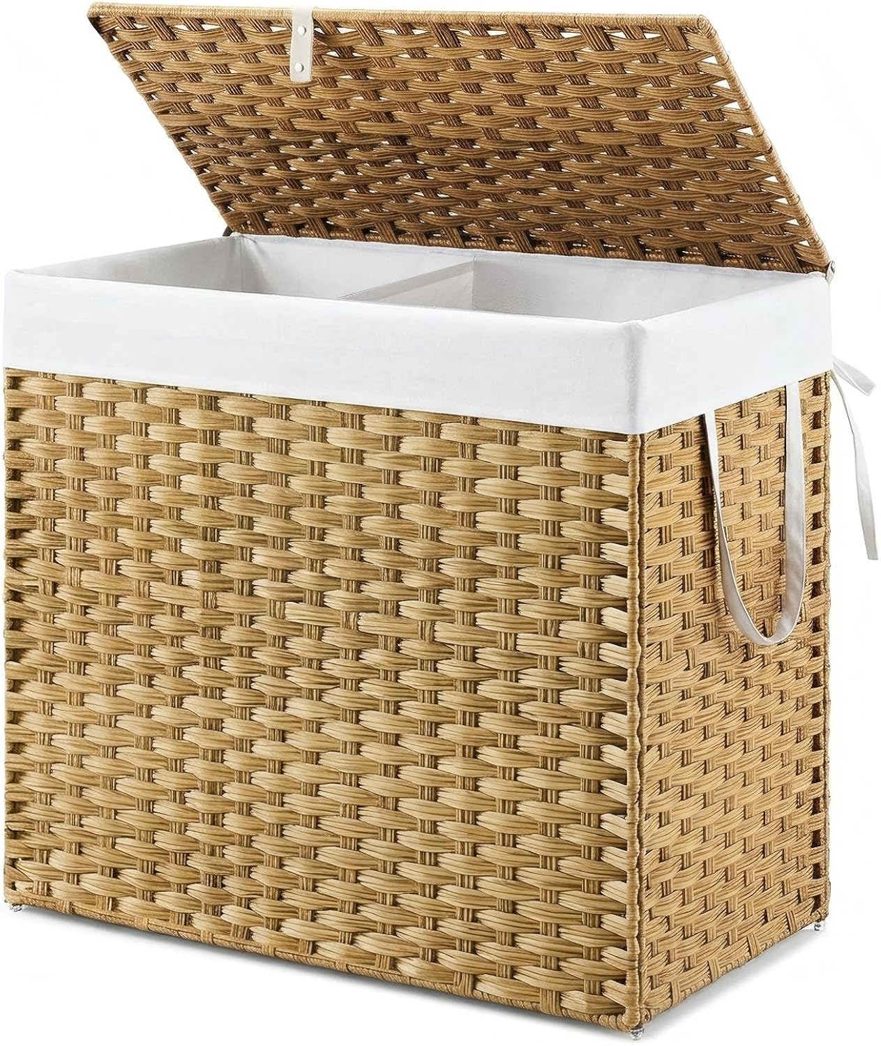 NEWBULIG Laundry Hamper Sorter with Wheels, Rolling Laundry Basket with Shelf & Removable Pull-Out Bag, Dirty Clothes Hamper for Room Organizer, 3 x 10.6 Gal (120L) - Rustic Brown and Black