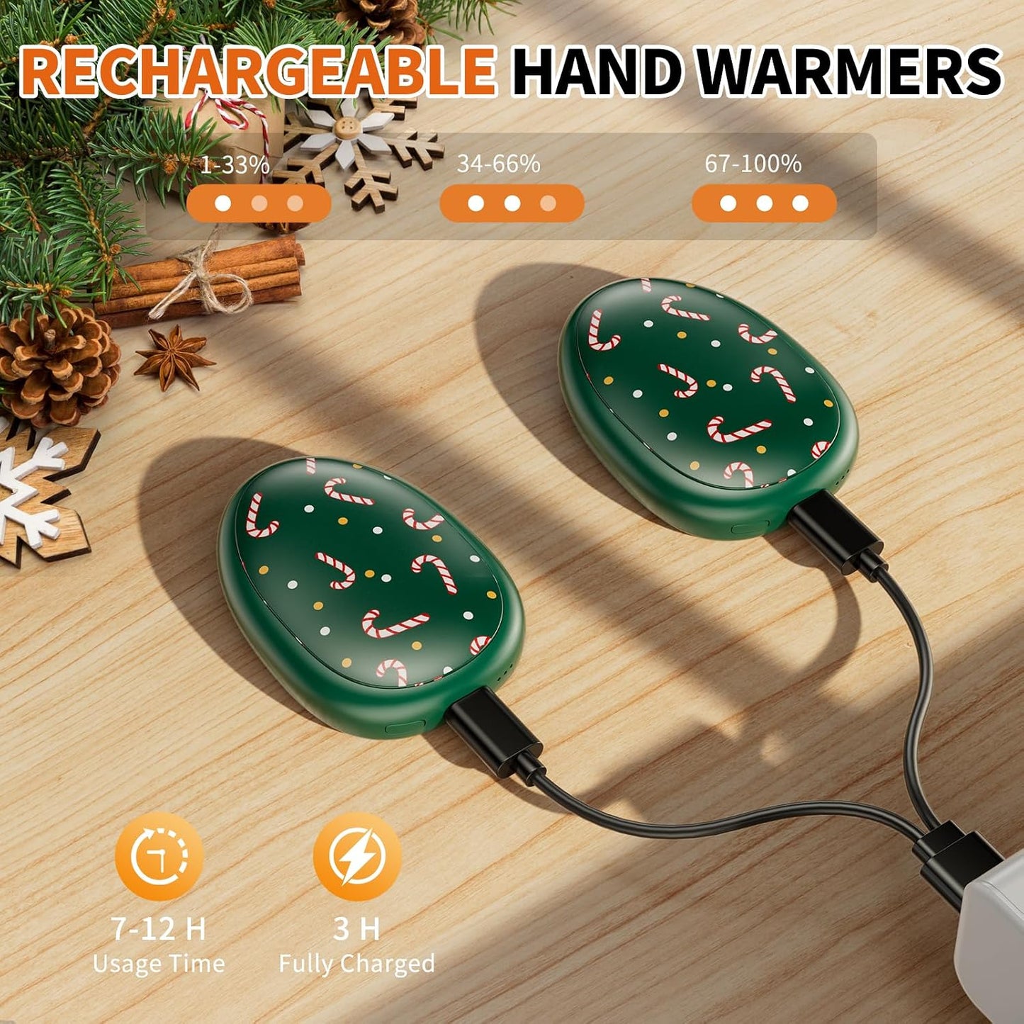 coldSky Rechargeable Hand Warmers 2 Pack, Magnetic 2-in-1 Reusable Electric Hand Warmer, 3 Heat Settings Portable Pocket Hand Heater Gifts for Women Men Christmas, Skiing, Camping, Hunting