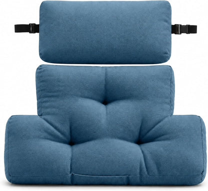 2 Piece Neck Pillow and Lumbar Support Back Cushion Set for Recliner, Beige