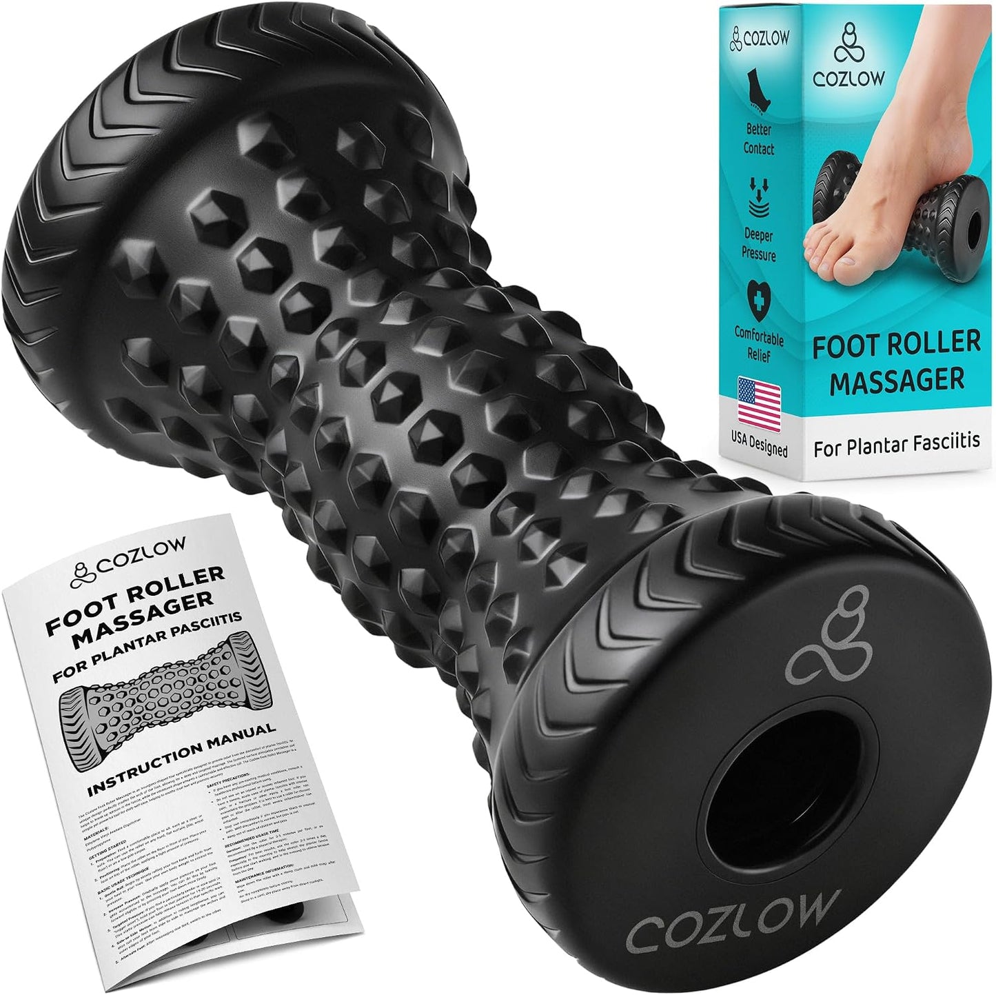COZLOW - Foot Massager for Plantar Fasciitis Relief - Wooden Massage Roller with Arch Shape Design - Foot Pain Relief, Neuropathy, Heel Spur Pain, Stress Relief, and Relaxation - Muscle Therapy Tool