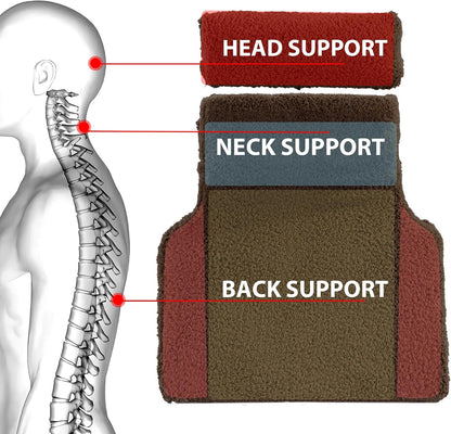 HOMBYS Sherpa Fleece Lumbar Support Pillow with Headrest for Recliner,Memory Foam Recliner Chair Cushion for Back Pain,Big High Back Support for Recliner with Chair Headrest for Elderly (Khaki)