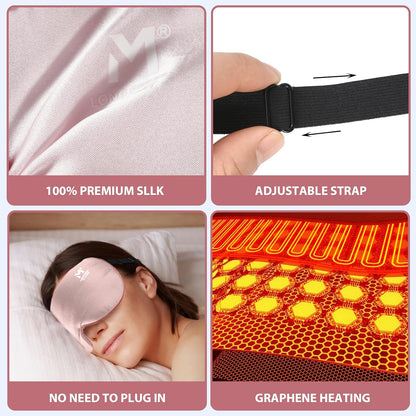 Silk Cordless Heated Eye Mask, Washable Heat Eye Compress for Dry Eye Electric Eye Heating Pad Warm Eye Mask for Eye Fatigue Stye Sinus Blepharitis MGD Gifts for Men Women - MerSun