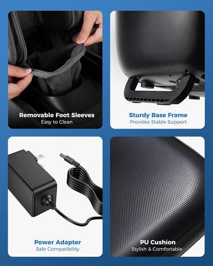 KNQZE Shiatsu Foot & Calf Massager with Heat, Multi-Use Luxury Ottoman | 3-in-1 Massager, FSA Eligible, Foldable & Ergonomic Design, 3 Kneading /Air Squeeze/ Heat Levels, Great for Home & Family