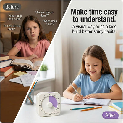 60 Minute Visual Timer for Kids - Premium Countdown Timer with Magnetic Back & Pause Function, Silent Operation for Classroom Teaching Home, Time Management Tool(Batteries Included) (Blue)