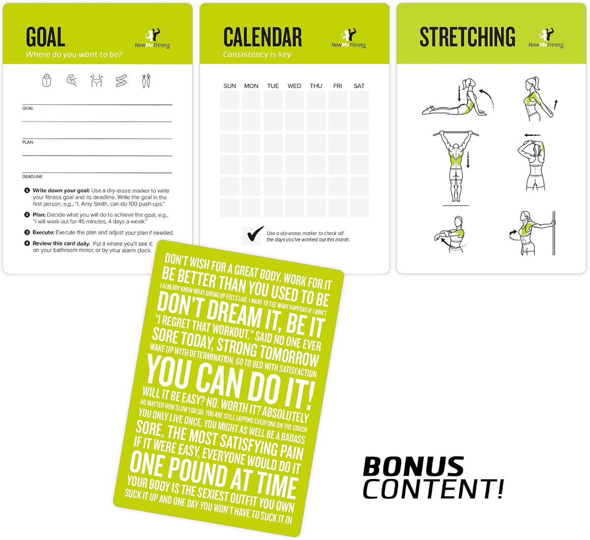 NewMe Fitness Pilates Workout Cards, Fitness Deck for Women and Men