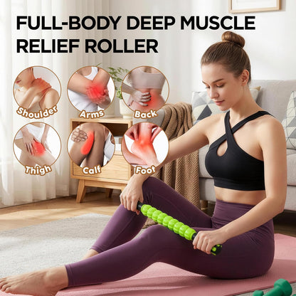 Wooden Cellulite Massage Roller for Legs and Thighs - Handheld Fascia Blaster Tool for Muscle Relief, Lymphatic Drainage & Body Sculpting - Anti Cellulite Massager for Women and Men (12 Wheel)