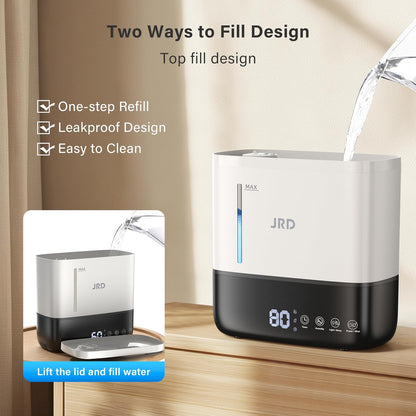 JRD Humidifiers 4L for Bedroom, Cool Mist Humidifier for Large Room, 40H Runtime, Night Light, 360° Nozzlefor Home, Office, Baby Nursery, Plants