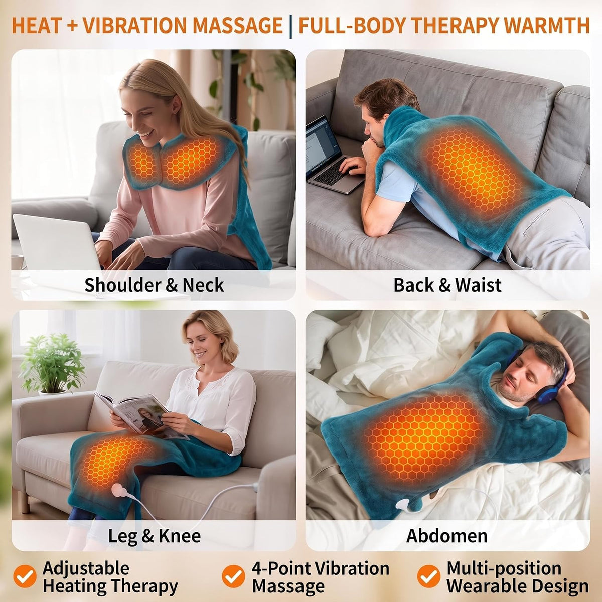 Massaging Heating Pad for Neck and Shoulders and Back, Gifts for Mom Dad