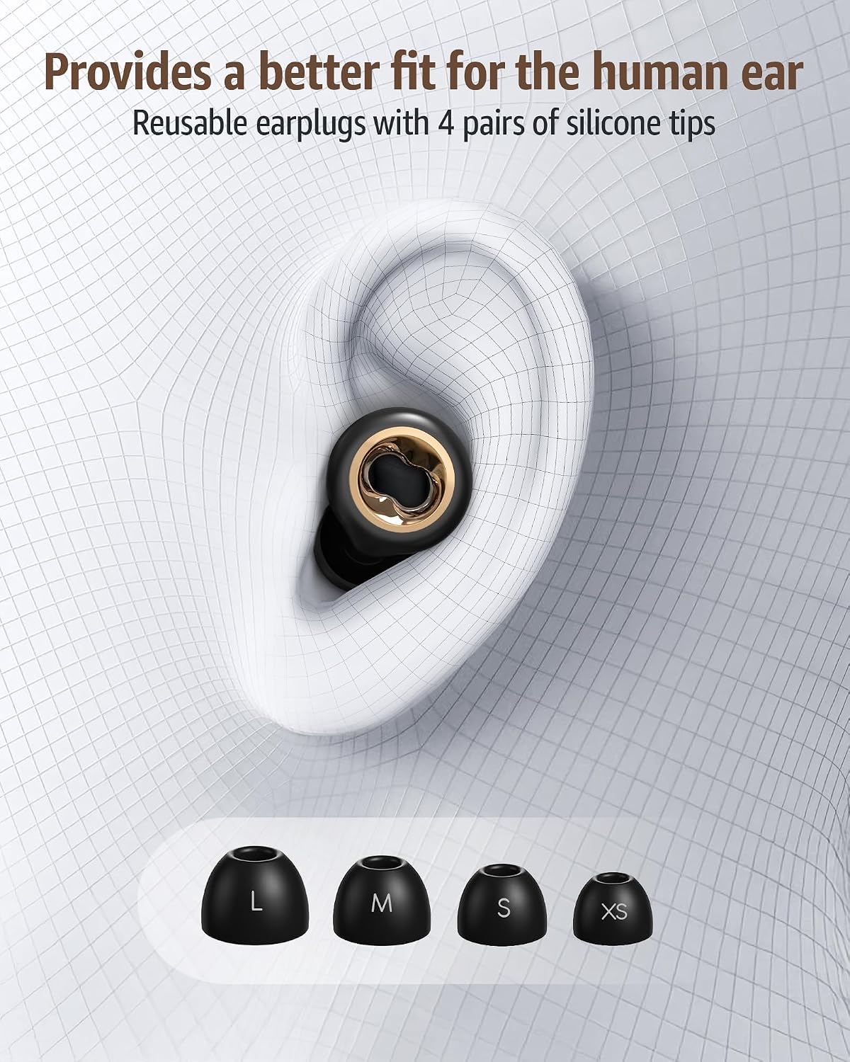 Ear Plugs Noise Cancelling for Sleeping: 45dB Earplugs with 8 Eartips & Ultra-Soft Silicone - Reusable Earbuds for Concerts, Travel, Snoring, Side Sleepers